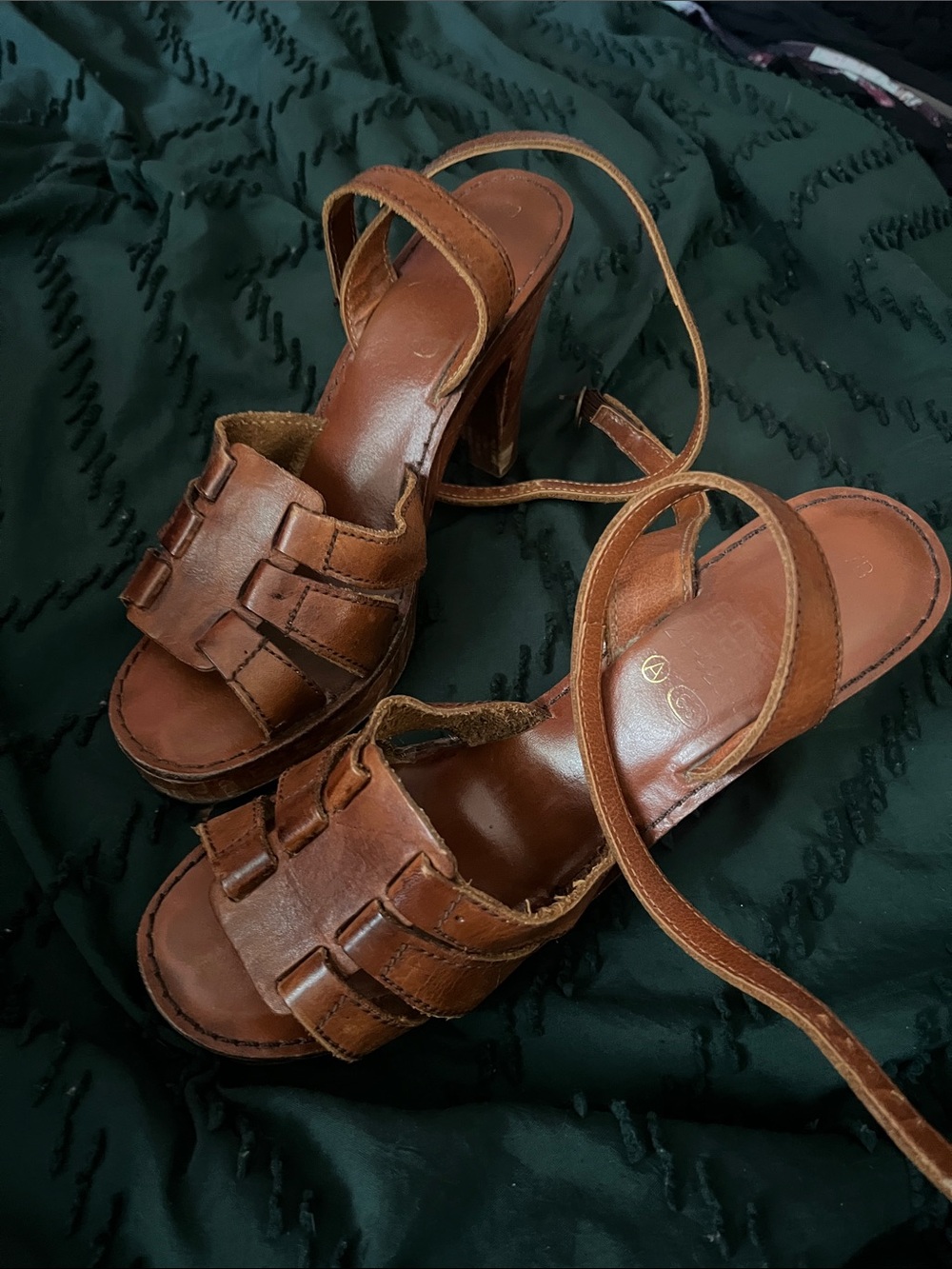 1970s Vintage Capeto's Brazil Leather Wood Platform Sandals